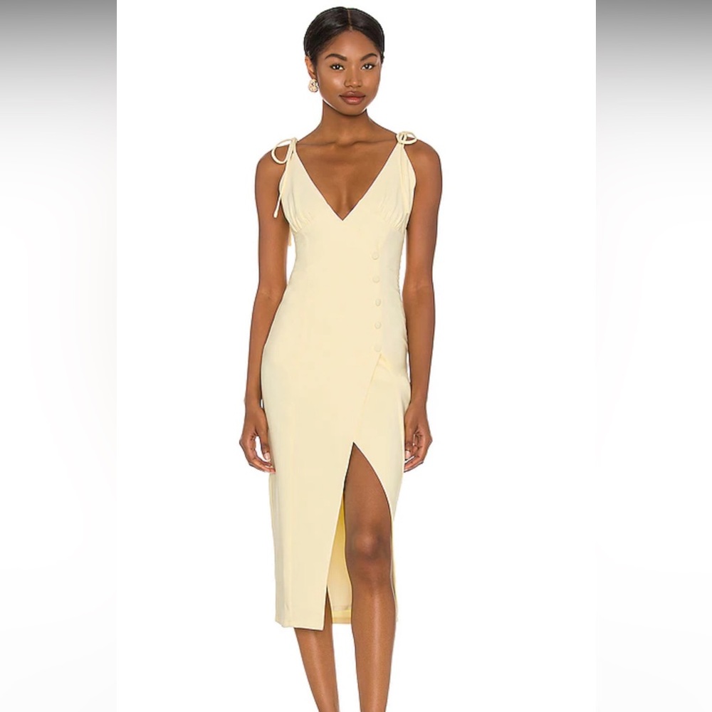Aaliyah Midi Dress in Butter Yellow